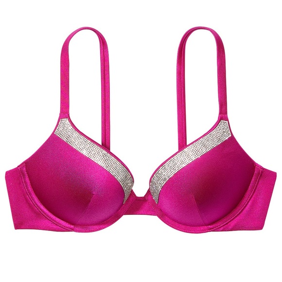 VS Very Sexy Shine Trim Push-Up Bikini Top Pink 32C - Picture 3 of 10